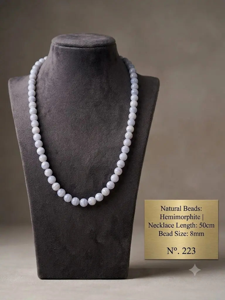 Natural Beads Hemimorphite, Necklace Length 50cm, Bead Size 8mm, ABC_NEC_223